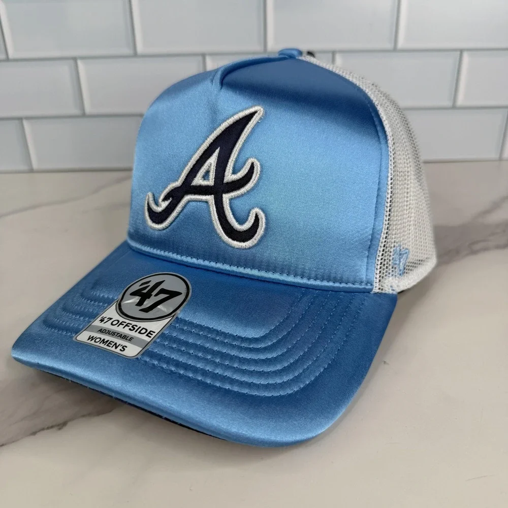 Atlanta Braves Trucker‎ Satin Hat Cap Snap Back Womens Baseball 47 Offside NWOT